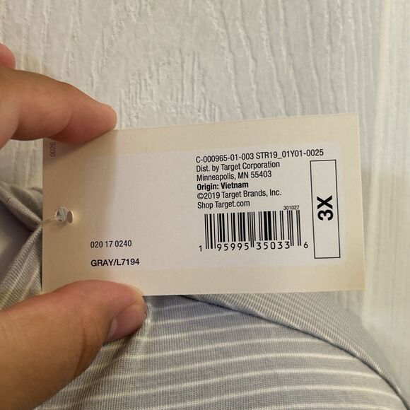 NWT Stars Above 3X Gray White Striped Sleep Shirt Dress Lounge Nightgown - Picture 4 of 16